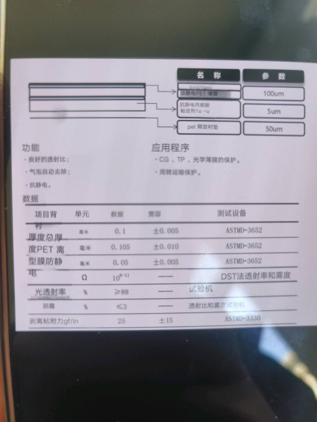 高透光低霧度100u亞克力雙抗出貨保護(hù)膜，